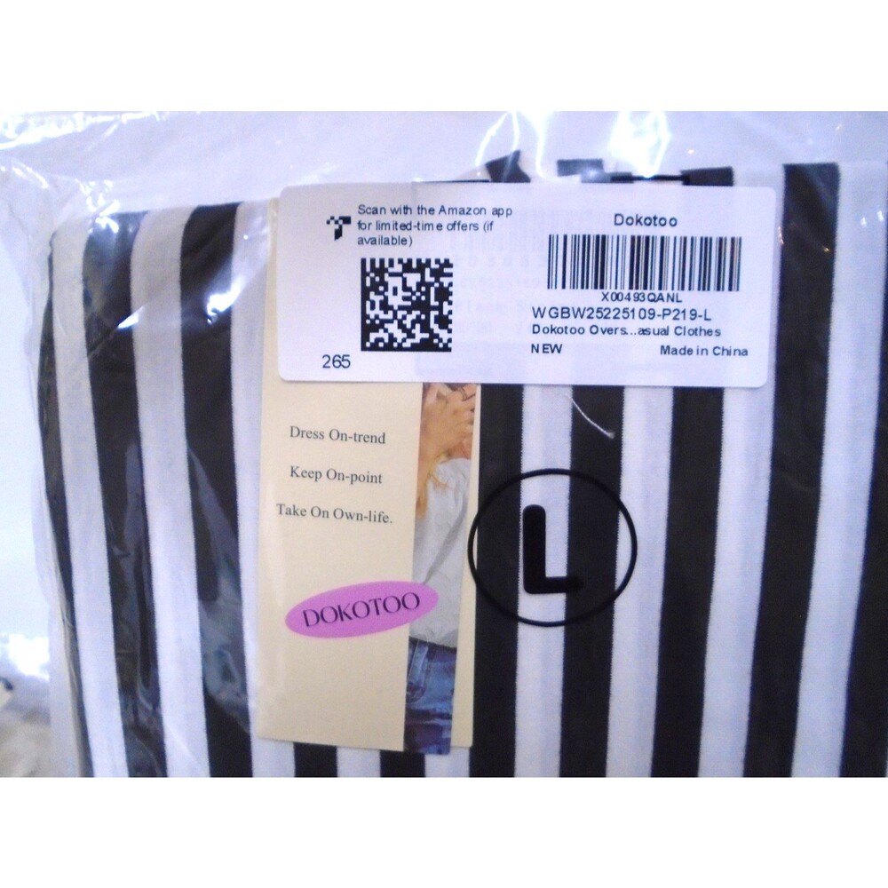 Dokotoo Womens Size L Tops Casual Crewneck Half Sleeve Striped - Picture 6 of 7